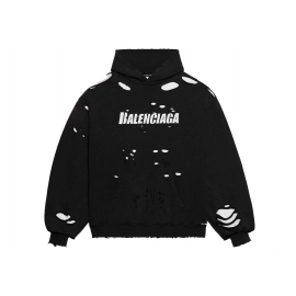 Balenciaga Caps Destroyed Hoodie Black/White